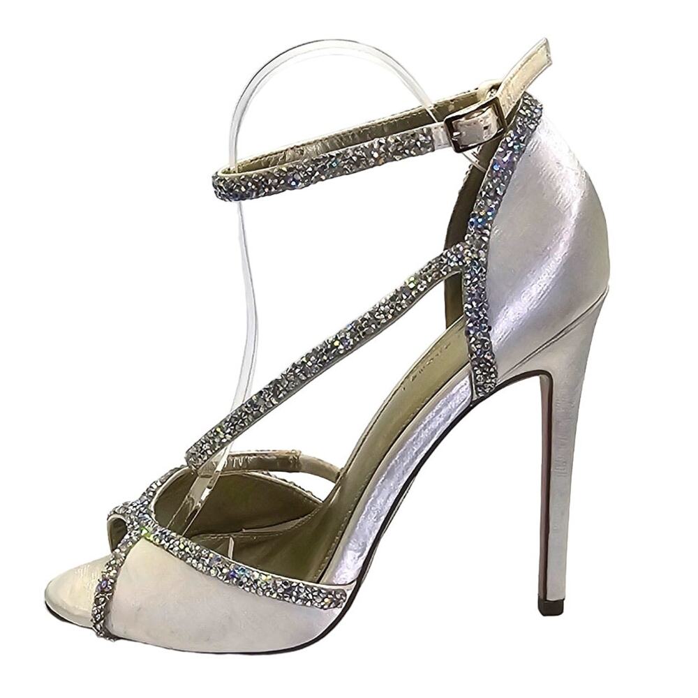 Asos Ivory White Hibiscus Bridal Embellished Peeptoe Heeled Sandals - Picture 3 of 9